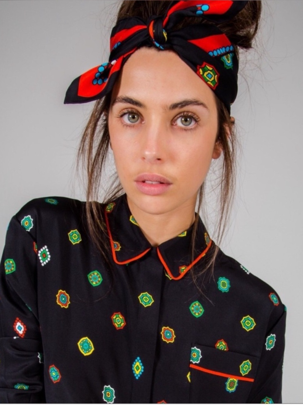 Kenzo H&M collaboration Pajama style silk top, size 4